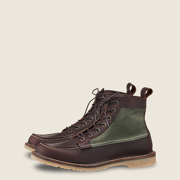 Botas Red Wing Heritage Hombre Marrom Oscuro - Weekender Lona Moc - 6-Inch Oil-Slick Cuero - 293-FDE